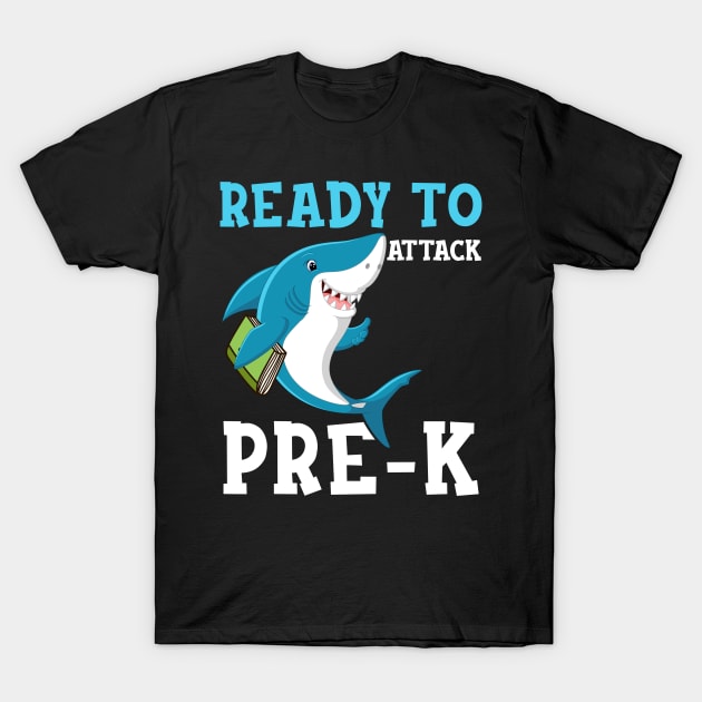 Kids Shark Ready To Attack pre k First Day of School T-Shirt by hardyhtud